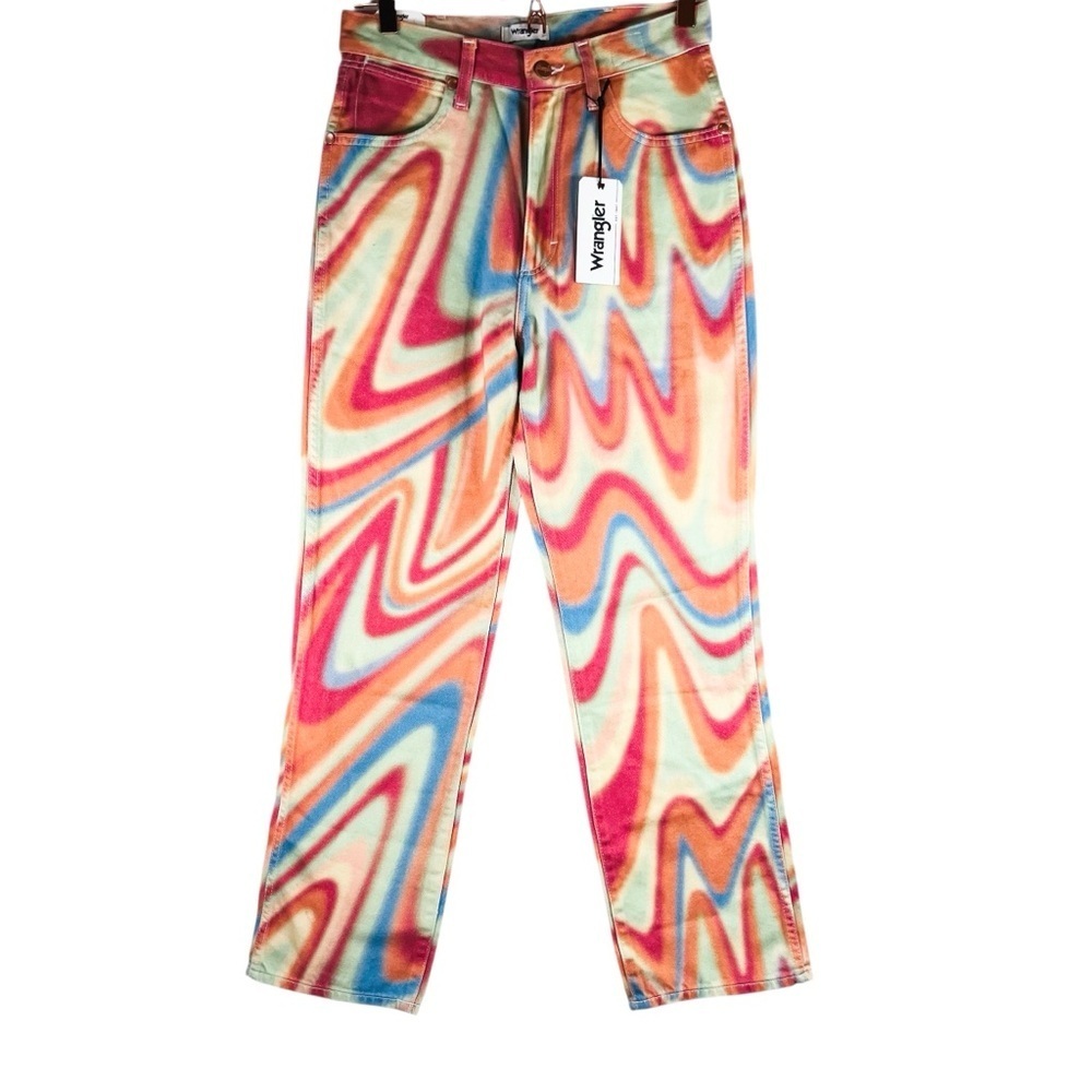 New Wrangler Wild West High Rise Straight Rainbow Wave Energy Jeans Size 27